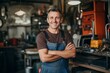 © CojanAI - Portrait of a smiling middle aged small business plumber