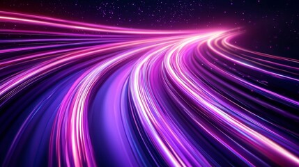 Sticker - Decorative depiction of light lines indicating movement and speed embellished with purple sparkles Reminds us of automotive headlights or optical fibers.