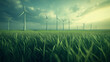 © bornmedia - Wind Turbines for sustainability and green energy on a field of grass