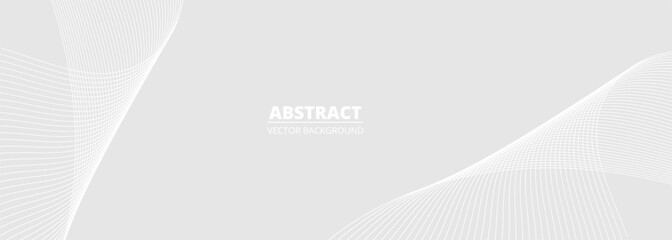 Poster - Abstract soft gray vector background with white wavy lines. Wide elegant vector illustration