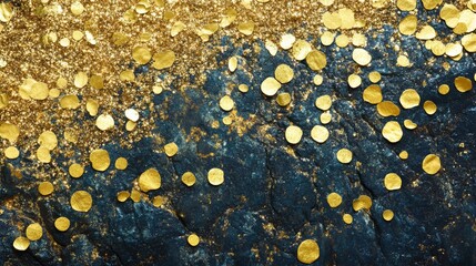 Wall Mural - radiant golden glitter and shimmering particles floating in beams of warm light, creating a sparklin