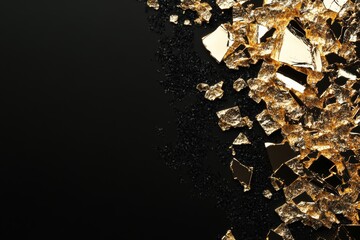 Wall Mural - radiant golden glitter and shimmering particles floating in beams of warm light, creating a sparklin