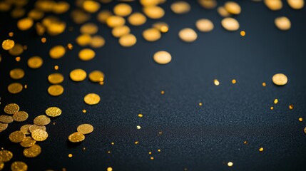 Wall Mural - radiant golden glitter and shimmering particles floating in beams of warm light, creating a sparklin