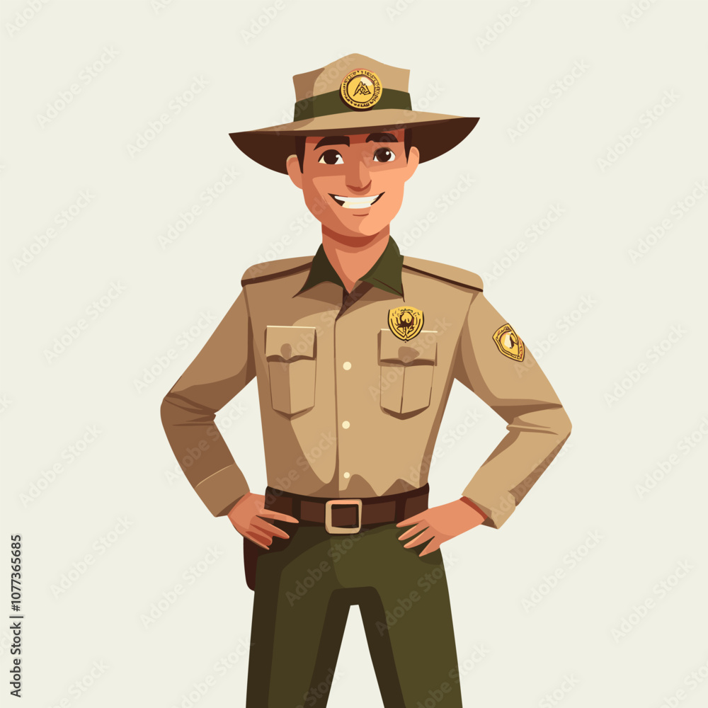 Park Ranger Graphics vector flat style park ranger on uniform background .Generative AI ...