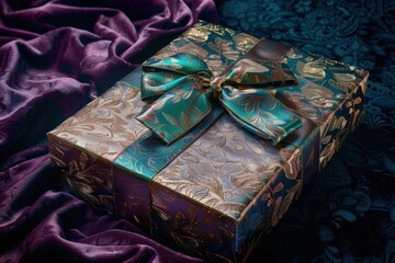 Wall Mural - Elegant Luxury Gift Box with Metallic Finish on Plush Velvet for Premium Brand Design