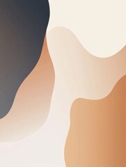 Poster - Curved abstract shapes merge softly in warm tones, creating a tranquil and minimalist artistic expression focused on harmony. Generative AI