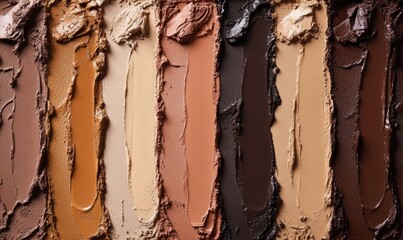 Wall Mural - A close-up image of makeup foundation swatches in different shades.