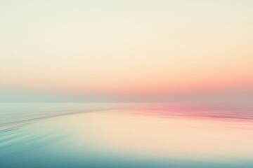 Aufkleber - Gentle pastel hues merge seamlessly above calm waters, creating a peaceful atmosphere during early morning light. Generative AI