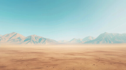 Poster - A desert landscape with mountains in the background