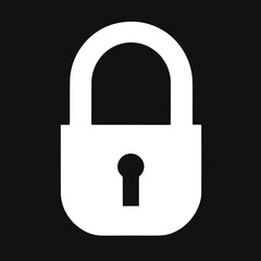 Wall Mural - a bold white padlock icon on a black background symbolizing security and protection.