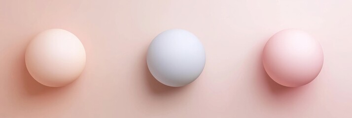 Aufkleber - Three softly colored spheres in pastel shades are arranged on a subtle background, evoking a sense of calm and minimalism. Generative AI