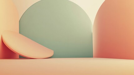 Poster - Curved forms and gentle colors harmonize in a tranquil setting, showcasing the beauty of minimalist design with a touch of elegance. Generative AI