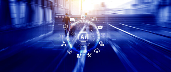 AI Artificial intelligence for business concept. AI brain processors in the concept of AI engineering, Innovative technology Machine learning.