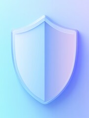 Poster - A shield icon displayed on a blue-to-white gradient background represents security and protection in the digital landscape. Generative AI