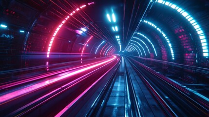 Sticker - Through a tunnel, traffic flows in a wide-angle shot.