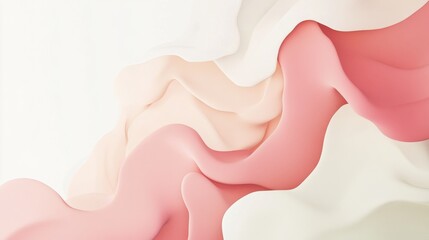 Leinwandbilder - Soft, flowing shapes blend pink and white tones, offering an elegant and minimalist aesthetic that promotes calmness and tranquility. Generative AI