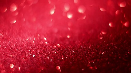 Wall Mural - Slow-motion red glitter bokeh with soft focus shifts, capturing a magical holiday feel.