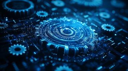 Wall Mural - abstract futuristic gear wheels and cogs that represent hi-tech engineering concepts and digital tec