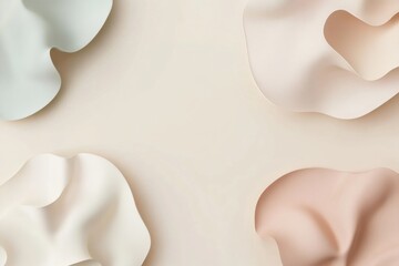 Poster - Delicate forms in pastel shades interact on a neutral backdrop, evoking tranquility and a sense of modern design aesthetic. Generative AI