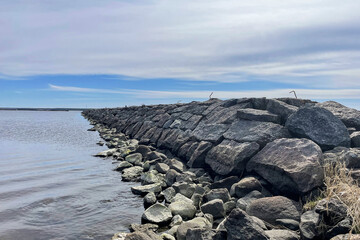 Wall Mural - An old stone pier on the Gulf of Finland. Primorsk, Leningrad region, St. Petersburg.