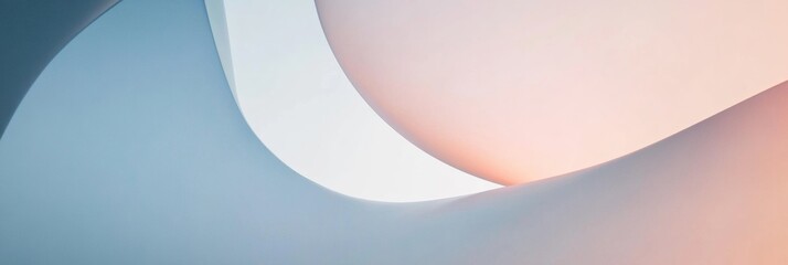 Poster - Curved and flowing shapes in soft pastel hues interact harmoniously, evoking a sense of tranquility and modern elegance. Generative AI