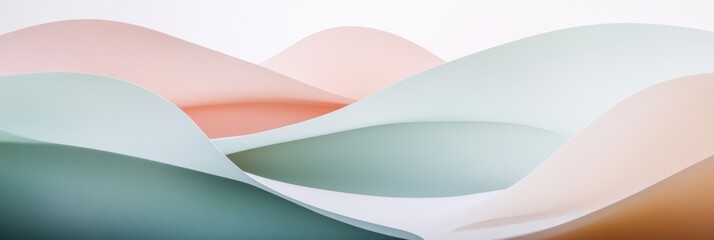 Poster - Soft, flowing shapes in muted pastel colors create a serene abstract landscape, inviting a sense of calm and contemplation. Generative AI