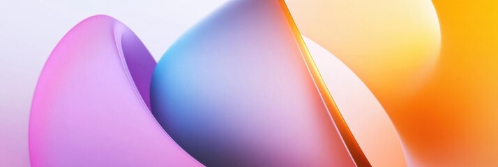 Poster - Softly curved shapes with vibrant gradients gracefully intertwine to create a calming and visually appealing composition. Generative AI