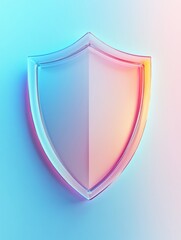 Fototapete - A shield icon appears prominently against a blue-to-white gradient backdrop, signifying security and protection in the digital realm. Generative AI