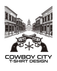 Wall Mural - Cowboy City Vector T Shirt Design