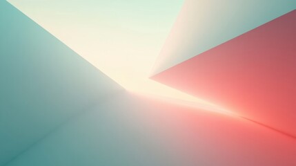 Fototapete - Geometric shapes interact harmoniously, merging colors and light to evoke feelings of calmness and creativity in a serene setting. Generative AI