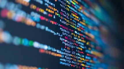 Colorful lines of code on a dark background showcasing programming activity in a tech environment