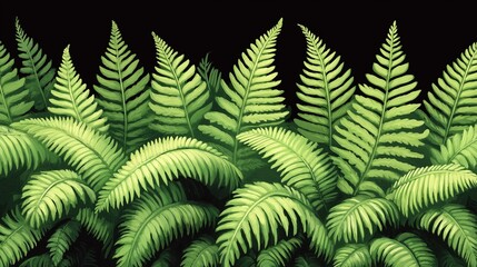 Wall Mural - close up of a green fern with many leaves. the fern is lush and vibrant, with a sense of growth and 
