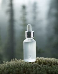 Canvas Print - Glass bottle on moss in forest