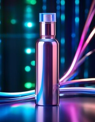 Wall Mural - Shiny bottle in neon light