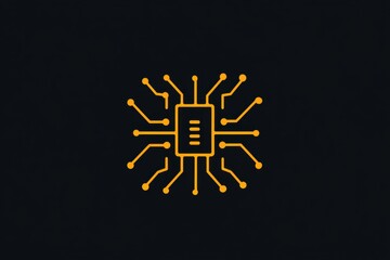 Fototapete - A microchip design with digital traces radiating from its core, representing innovation and advanced technology in a modern context. Generative AI