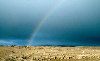 Wall Mural - rainbow over volcano