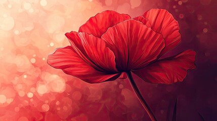 Canvas Print - A Single Red Poppy Flower with a Blurred Background