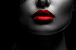 © Starmarpro - A woman with red lipstick her mouth closed. Concept of confidence and boldness, woman's red lips draw attention to her face. a touch of mystery and intrigue. High quality photo