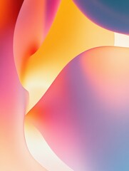 Poster - Curved forms and a vibrant color palette blend softly, creating a visually captivating interplay of light and shape. Generative AI