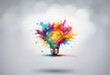 © joeycheung - A lightbulb with vibrant paint splatters exploding from it, representing creativity and innovation.