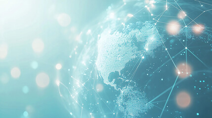Wall Mural - dynamic digital world map emphasize western europe continental for ai powered global network connect