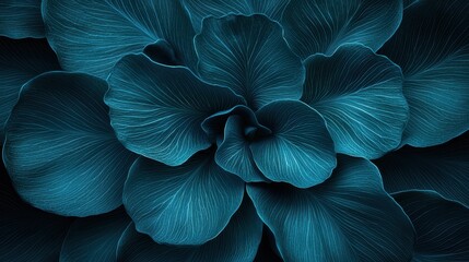 Canvas Print - Intricate blue floral pattern with detailed leaf textures