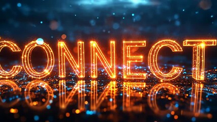 Aufkleber - Glowing connect text in digital landscape, futuristic network concept
