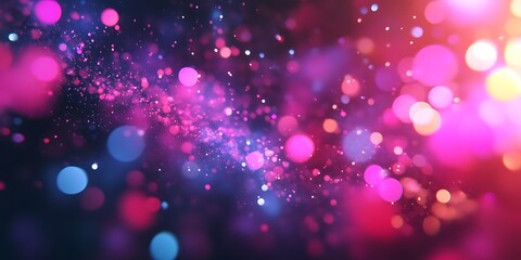 Wall Mural - abstract pink and blue bokeh background with glittering lights