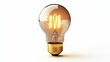 © budi - A Single Glowing Vintage Light Bulb on a White Background