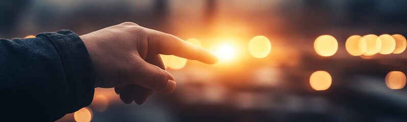 Aufkleber - A hand reaches toward a glowing sunset, symbolizing connection and the beauty of fleeting moments in nature.