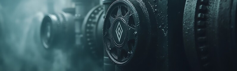 Poster - A close-up of a textured object surrounded by mist, highlighting intricate details and a mysterious atmosphere.