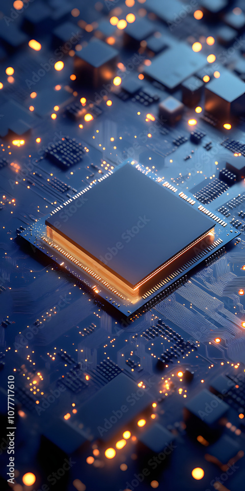 3D rendering CPU chip, technology, concept, style, CPU circuit ...