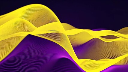 Wall Mural - Abstract wavy patterns in vibrant yellow and purple colors creating a dynamic visual effect.