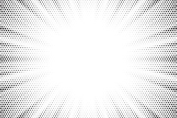 Aufkleber - Halftone gradient sun rays pattern. Abstract halftone vector dots background. monochrome dots pattern. Vector background in comic book style with sunburst rays and halftone. Retro pop art design.
